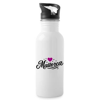 Mallorca Herz - Trinkflasche mit integriertem Trinkhalm - Weiß - Rechts