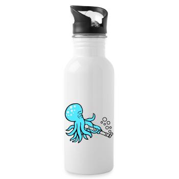 Octopus Flûte Musique Jouer Des Bulles Sous L’eau - Gourde avec paille intégrée - blanc - Droite