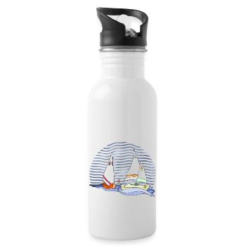 Segelboot - Trinkflasche mit integriertem Trinkhalm - Weiß - Rechts