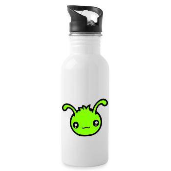 Chenille Alien Mignon Petit Monstre Sourire Heureux - Gourde avec paille intégrée - blanc - Droite