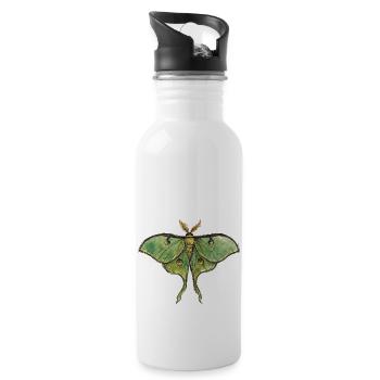 Luna Moth Nächtliche Magie - Trinkflasche mit integriertem Trinkhalm - Weiß - Rechts