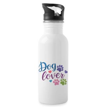 dog lovers - Water bottle with straw - white - Right