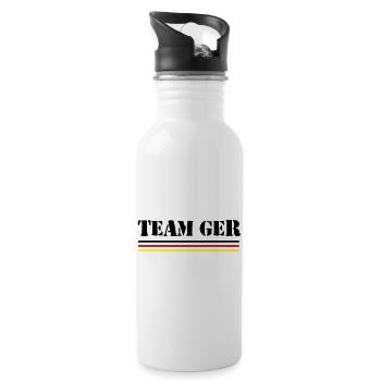 Deutschland Team Germany Fahne - Trinkflasche mit integriertem Trinkhalm - Weiß - Rechts