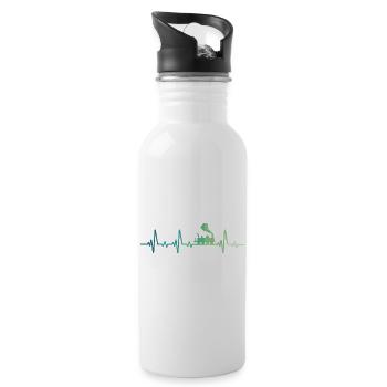 Steam Train Locomotive Heartbeat Train - Water bottle with straw - white - Right
