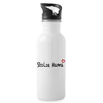 Stolze Mama Muttertag  - Trinkflasche mit integriertem Trinkhalm - Weiß - Rechts