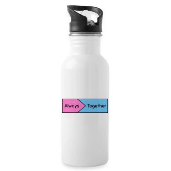 Immer zusammen - Trinkflasche mit integriertem Trinkhalm - Weiß - Rechts
