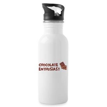 Schokoladen Enthusiast - Trinkflasche mit integriertem Trinkhalm - Weiß - Rechts