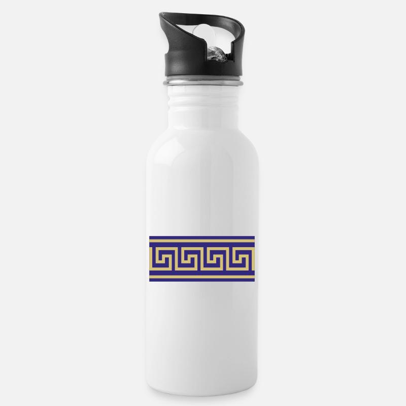 Mäander - Trinkflasche mit integriertem Trinkhalm - Weiß