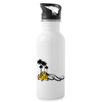 Flower - Palms - Water bottle with straw - white - Right