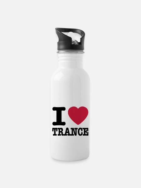 I love trance / I heart trance - Water bottle with straw - white