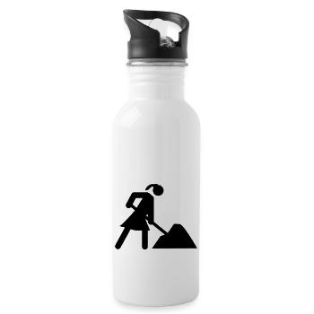 Bauherrin auf Baustelle Hausbau - Trinkflasche mit integriertem Trinkhalm - Weiß - Rechts