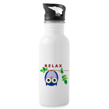 Eule - Relax - Trinkflasche mit integriertem Trinkhalm - Weiß - Rechts