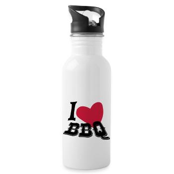 I love BBQ - Water bottle with straw - white - Right