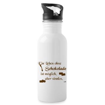 ein leben ohne schokolade - Trinkflasche mit integriertem Trinkhalm - Weiß - Rechts