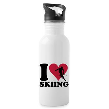 I love Skiing - Ski - Trinkflasche mit integriertem Trinkhalm - Weiß - Rechts