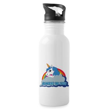 Always be you (Unicorn) - Trinkflasche mit integriertem Trinkhalm - Weiß - Rechts