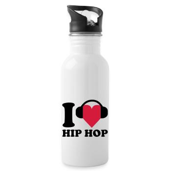 I love Music - Hip Hop - Trinkflasche mit integriertem Trinkhalm - Weiß - Rechts