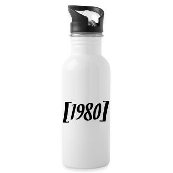 1980 - Trinkflasche mit integriertem Trinkhalm - Weiß - Rechts