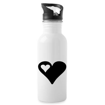 heart - Water bottle with straw - white - Right