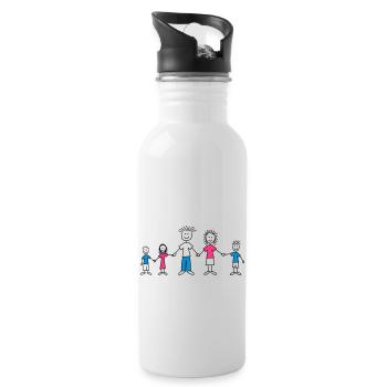 doodle_family_3c - Trinkflasche mit integriertem Trinkhalm - Weiß - Rechts