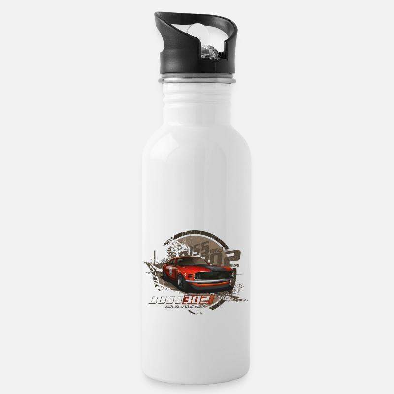 Racing 302 - Trinkflasche mit integriertem Trinkhalm - Weiß