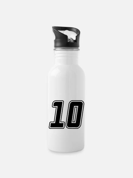 Startnummer 10 - Trinkflasche mit integriertem Trinkhalm - Weiß