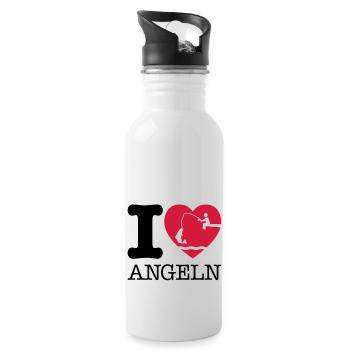 angeln_love - Trinkflasche mit integriertem Trinkhalm - Weiß - Rechts