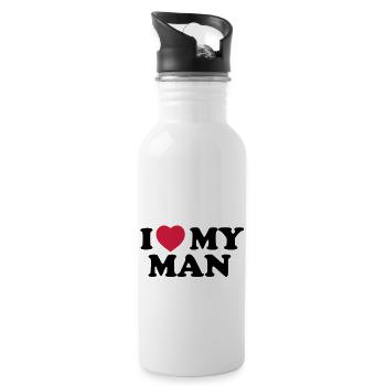 I love my man - Trinkflasche mit integriertem Trinkhalm - Weiß - Rechts
