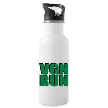 VGN RUN Vegan Laufen Geschenk Geburtstag Sport - Trinkflasche mit integriertem Trinkhalm - Weiß - Rechts