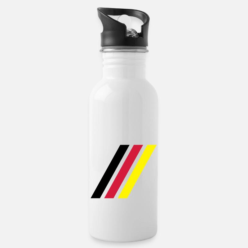 german stripe flag - Trinkflasche mit integriertem Trinkhalm - Weiß