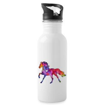 Cheval avec coeur - Gourde avec paille intégrée - blanc - Droite
