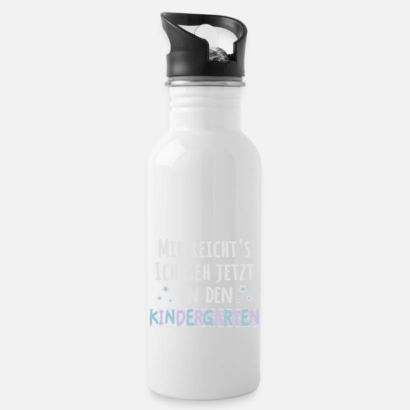 Kindergartenkind - mir reichts Kindergarten - Trinkflasche mit integriertem Trinkhalm - Weiß