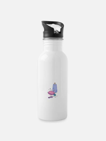 Sewing - Water bottle with straw - white