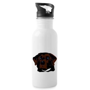 Labrador braun, blond oder schwarz - Trinkflasche mit integriertem Trinkhalm - Weiß - Rechts