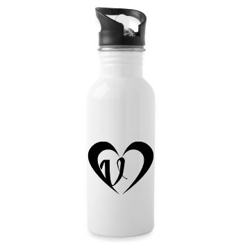 Heart with V - Water bottle with straw - white - Right