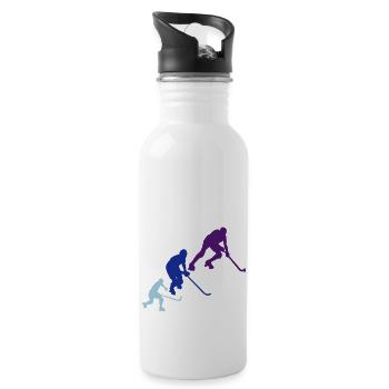 rink hockey silhouette player6 animation - Gourde avec paille intégrée - blanc - Droite