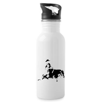 Sliding Stop Silhouette Reining Westernreiten - Trinkflasche mit integriertem Trinkhalm - Weiß - Rechts