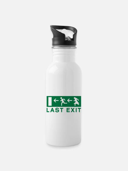 Last exit - Trinkflasche mit integriertem Trinkhalm - Weiß