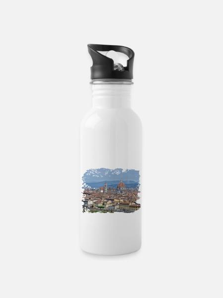 Über der toskanischen Stadt Florenz - Trinkflasche mit integriertem Trinkhalm - Weiß