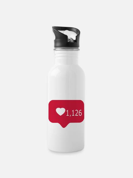 Instagram Like - Water bottle with straw - white