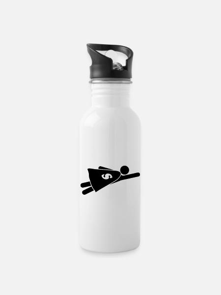 Super Hero - Trinkflasche mit integriertem Trinkhalm - Weiß