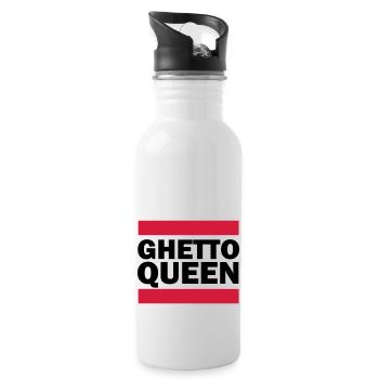 Ghetto Queen - Trinkflasche mit integriertem Trinkhalm - Weiß - Rechts