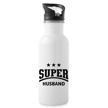 Super Husband - Trinkflasche mit integriertem Trinkhalm - Weiß - Rechts