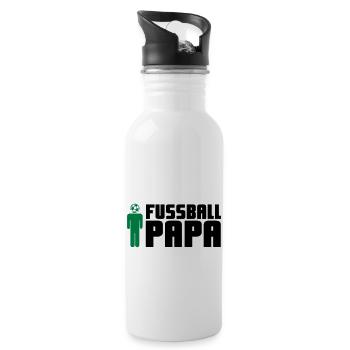 Fußball Papa - Trinkflasche mit integriertem Trinkhalm - Weiß - Rechts