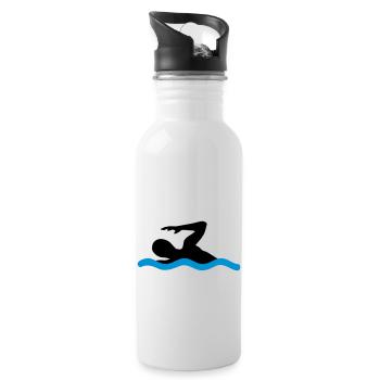 schwimmen - Trinkflasche mit integriertem Trinkhalm - Weiß - Rechts