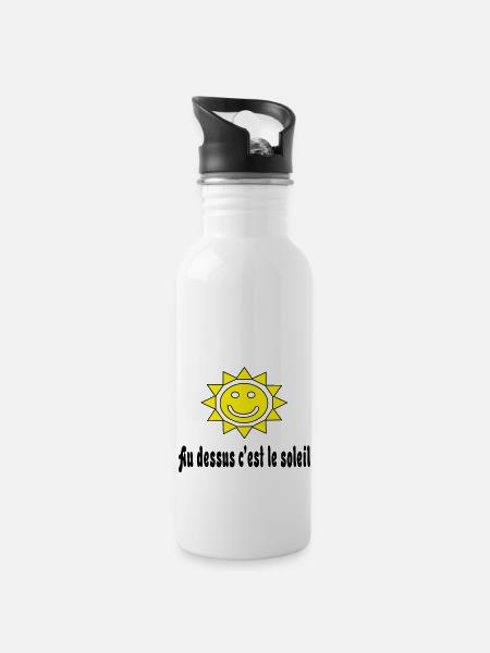 au dessus cest le_soleil - Gourde avec paille intégrée - blanc