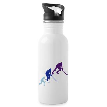 rink hockey silhouette animation - Water bottle with straw - white - Right