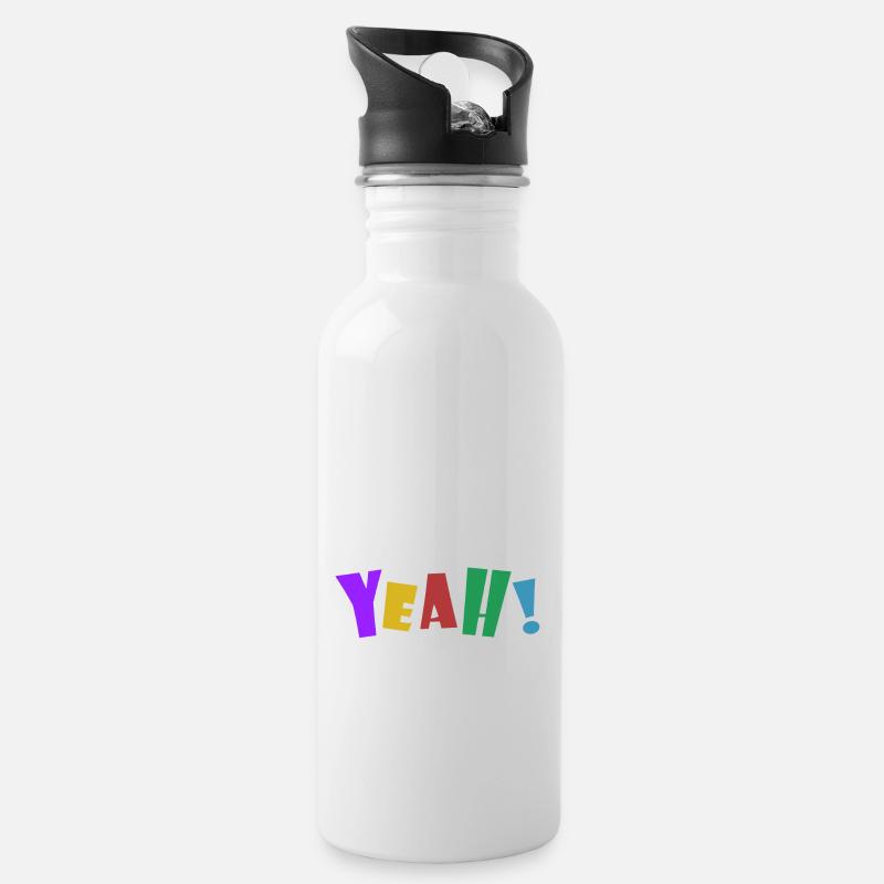YEAH! - Trinkflasche mit integriertem Trinkhalm - Weiß