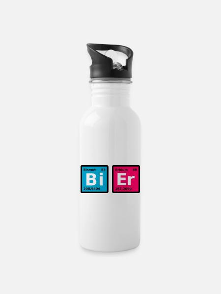 Bi Er - Trinkflasche mit integriertem Trinkhalm - Weiß