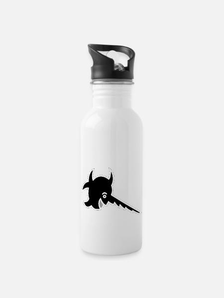 Schwertfisch - Trinkflasche mit integriertem Trinkhalm - Weiß